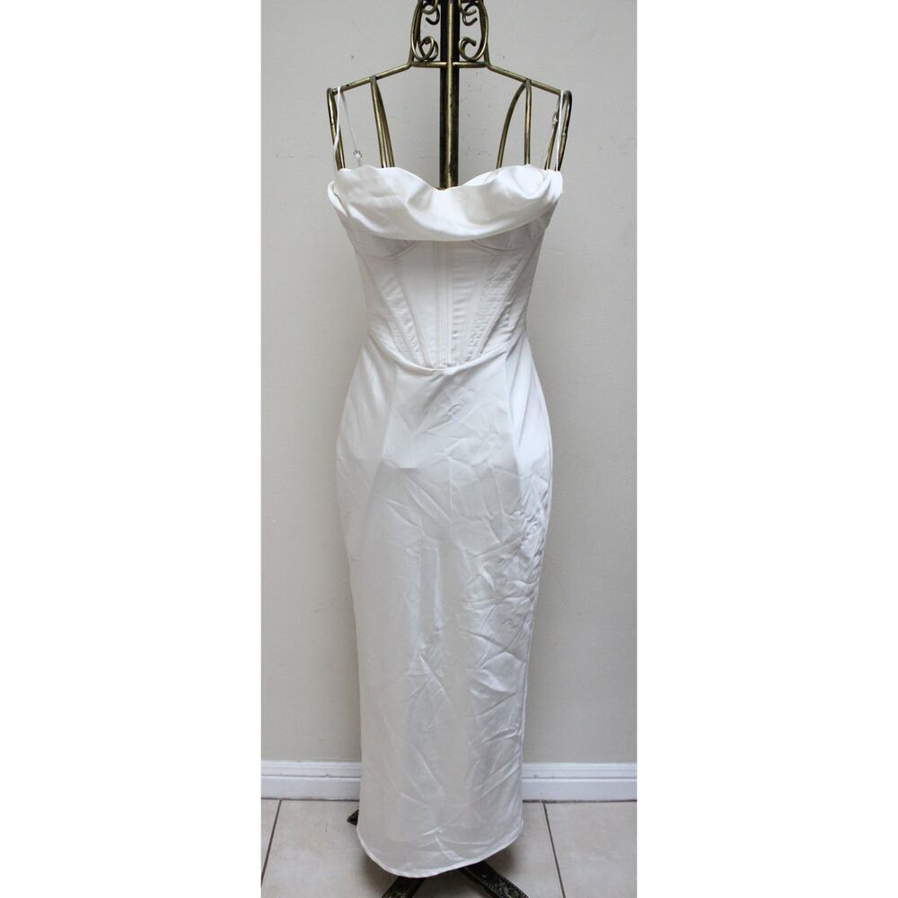 House of CB Ivory Charmaine Corset Midi Dress Size Medium - Picture 2 of 8